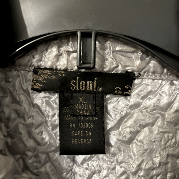 Sloni Jacket Shimmering Silver Lightweight Mock Neck Ruched Texture Sz XL - Picture 6 of 10
